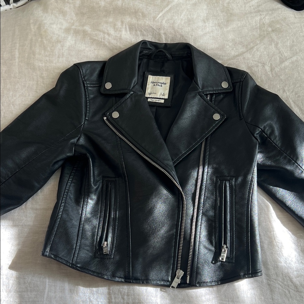 Abercrombie & Fitch Vegan Leather Black Moto Biker Jacket